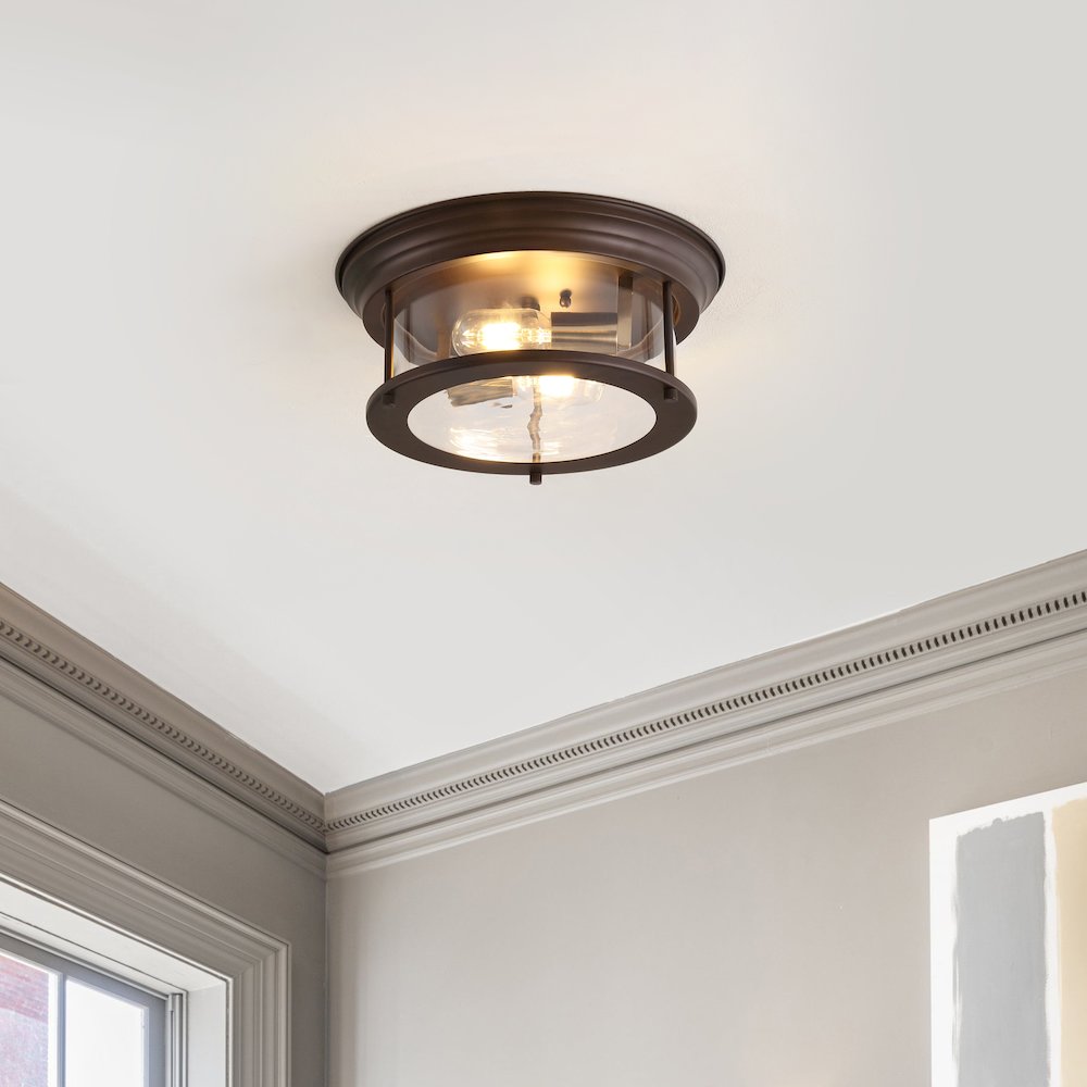 Lauren 2-Light Metal/Glass Led Flush Mount