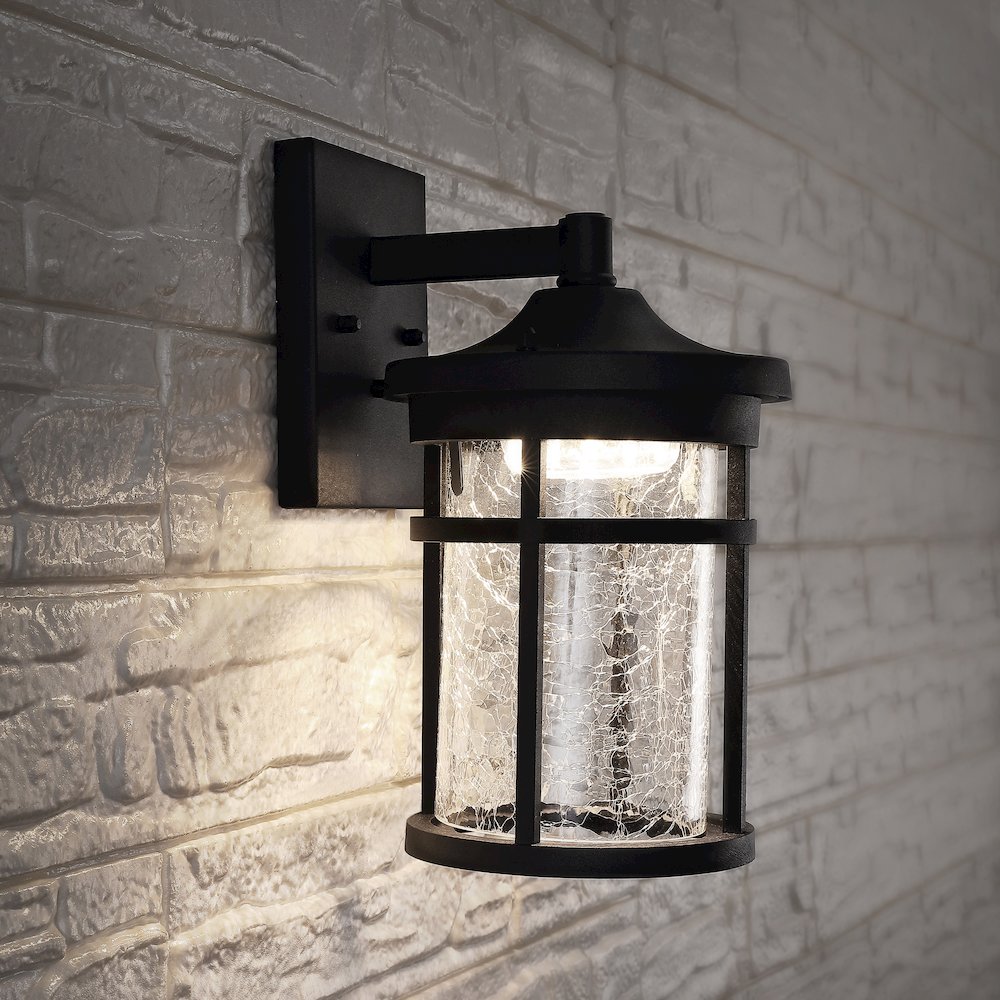 Campo Outdoor Wall Lantern Crackled Glassmetal Integrated Led Wall Sconce