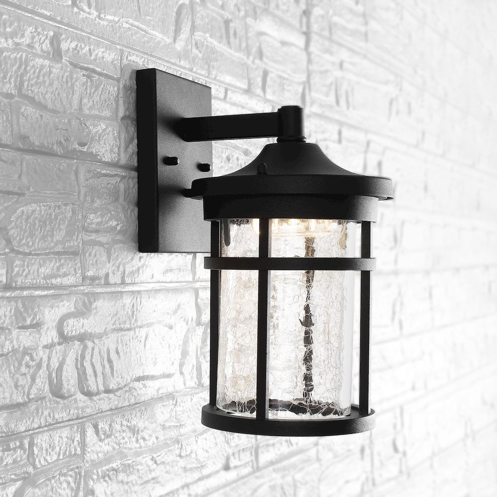 Campo Outdoor Wall Lantern Crackled Glassmetal Integrated Led Wall Sconce
