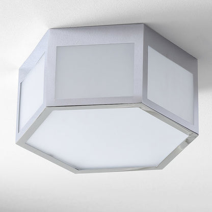 Minimo Hexagon Metalfrosted Glass Led Flush Mount