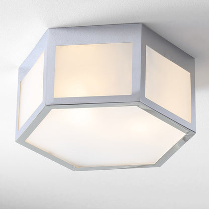 Minimo Hexagon Metalfrosted Glass Led Flush Mount