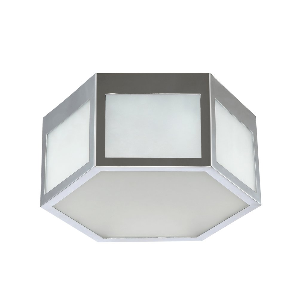 Minimo Hexagon Metalfrosted Glass Led Flush Mount