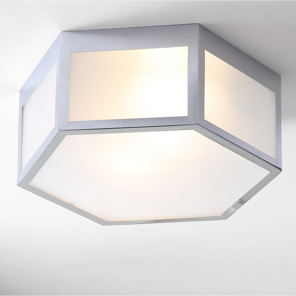 Minimo Hexagon Metalfrosted Glass Led Flush Mount