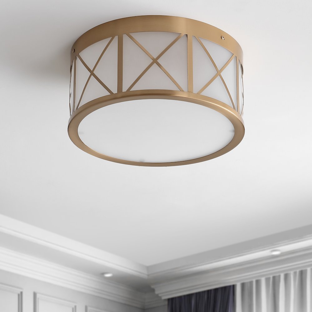 Cadence Drum Metal/Glass Flush Mount