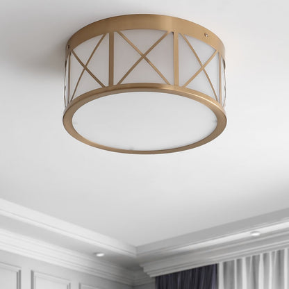 Cadence Drum Metal/Glass Flush Mount