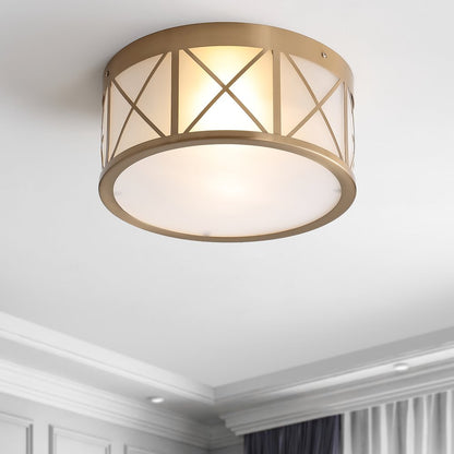 Cadence Drum Metal/Glass Flush Mount