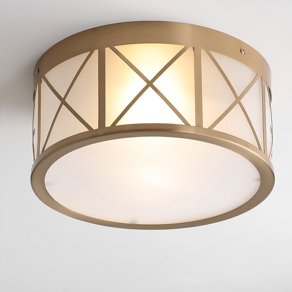 Cadence Drum Metal/Glass Flush Mount