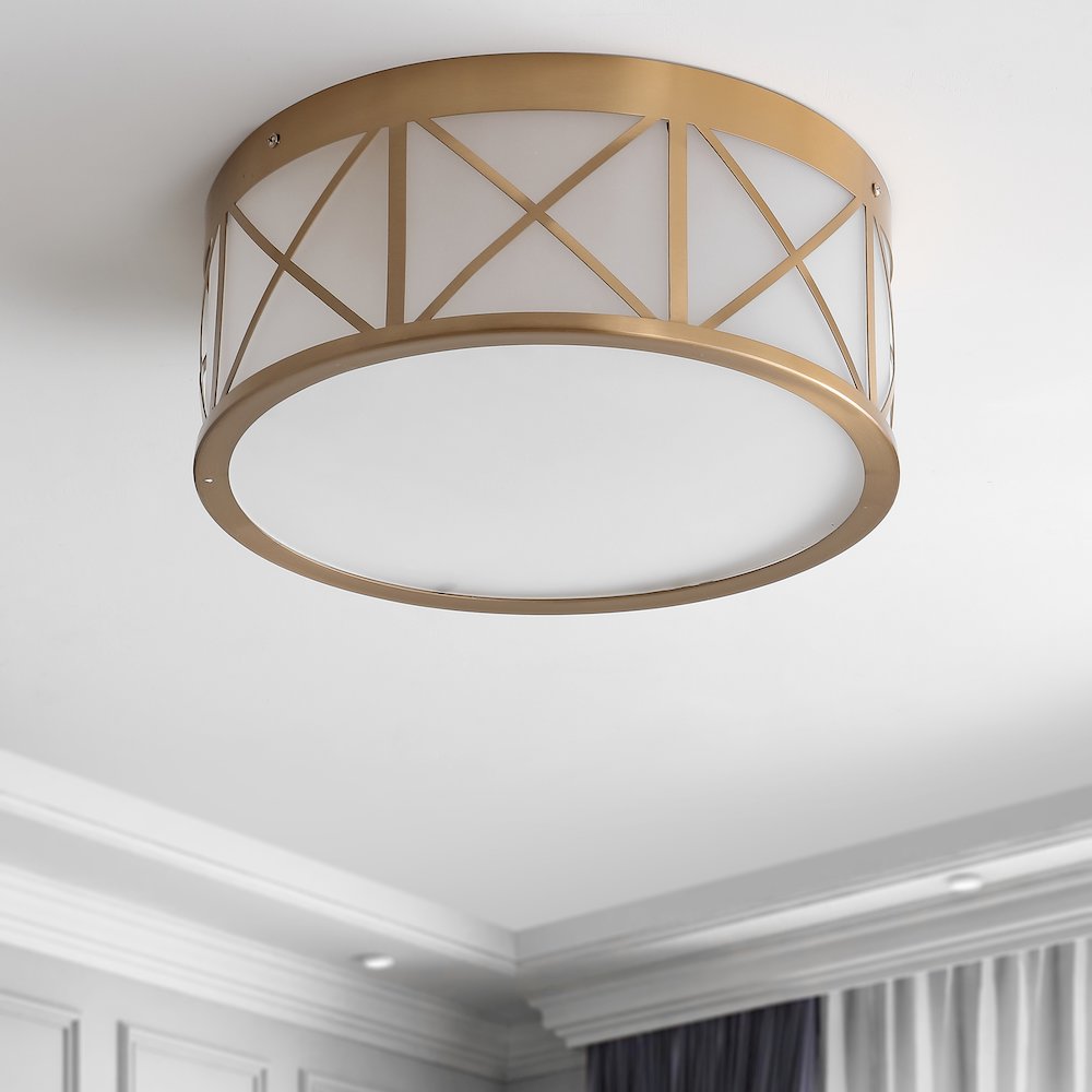 Cadence Drum Metal/Glass Flush Mount