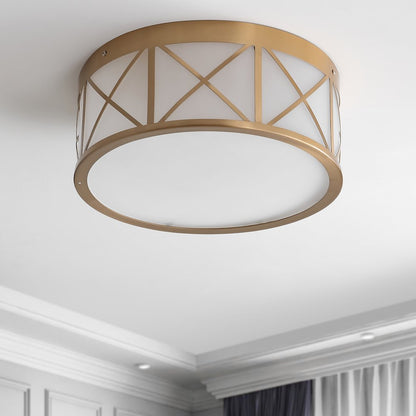 Cadence Drum Metal/Glass Flush Mount