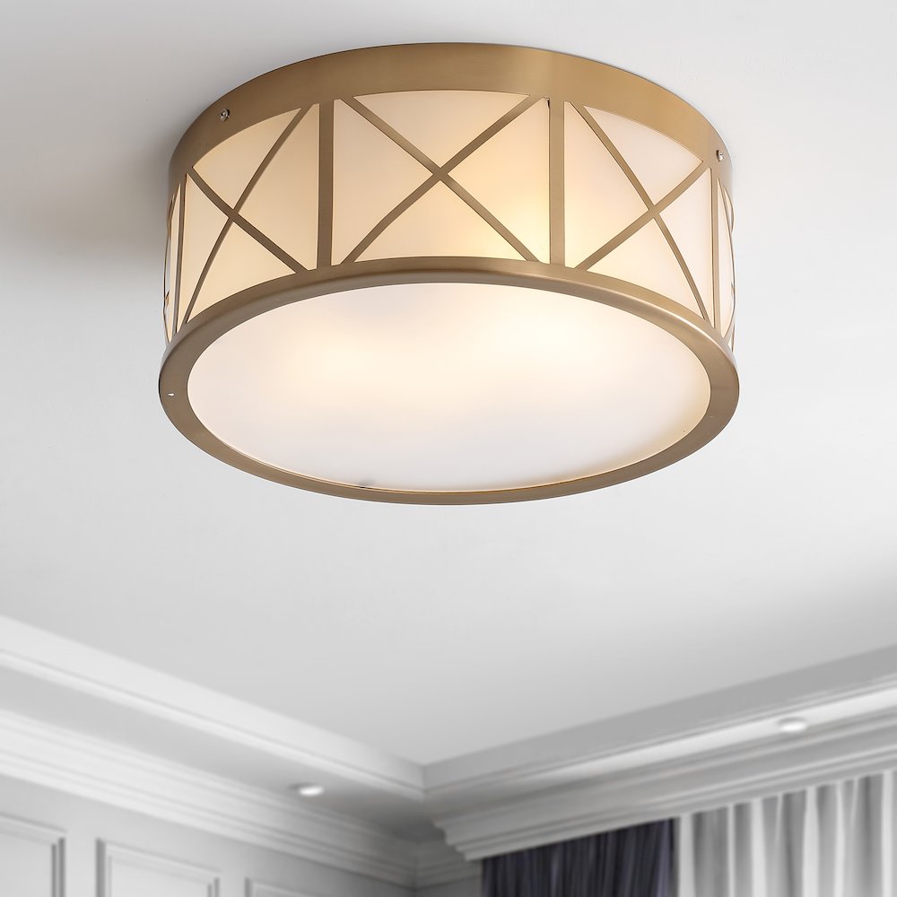 Cadence Drum Metal/Glass Flush Mount
