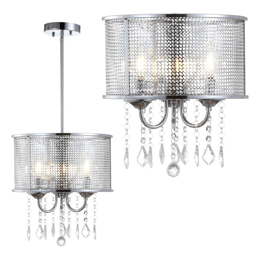 Avah Metal/Crystal Adjustable Led Drop Chandelier