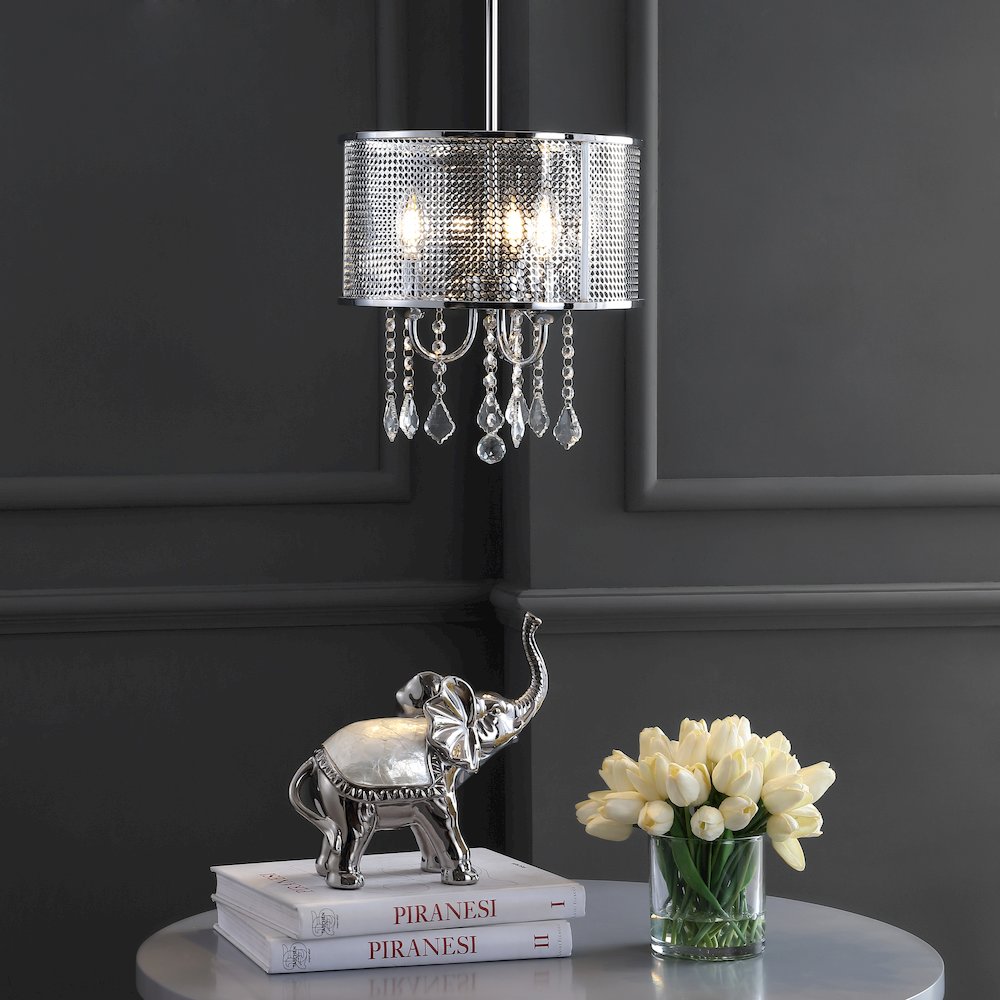 Avah Metal/Crystal Adjustable Led Drop Chandelier