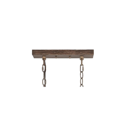 Zeniba Linear Adjustable Iron/Seeded Glass Rustic Farmhouse Led Pendant