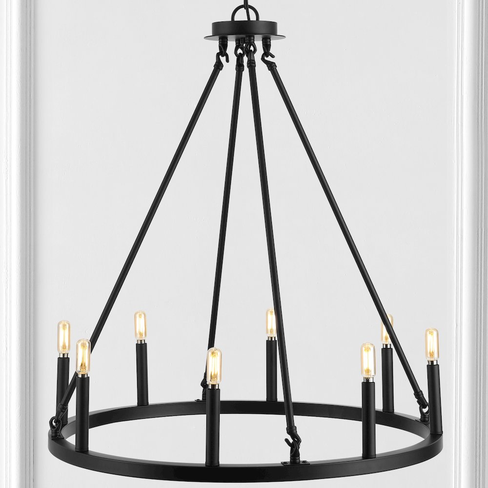 Oberto Ring Iron Rustic Farmhouse Led Chandelier