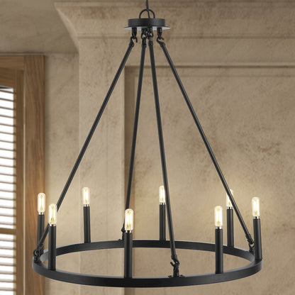 Oberto Ring Iron Rustic Farmhouse Led Chandelier