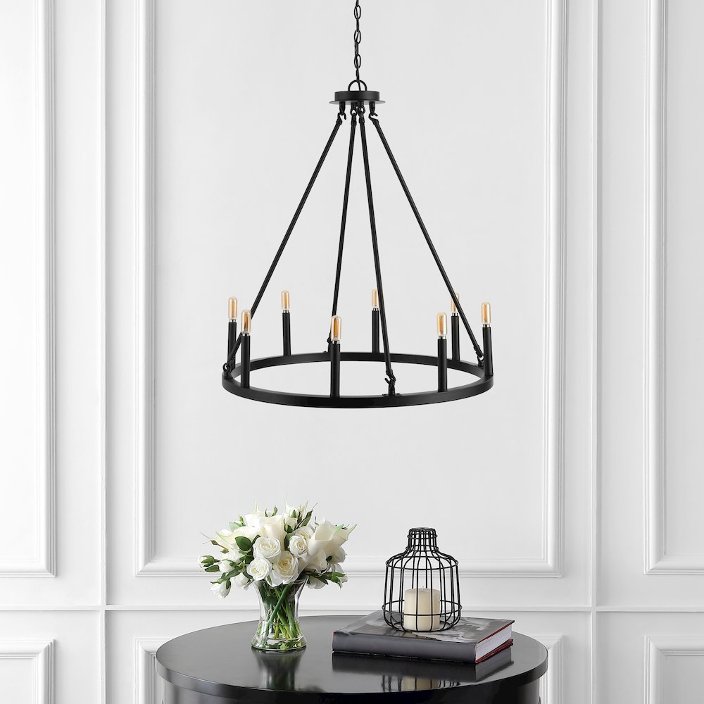 Oberto Ring Iron Rustic Farmhouse Led Chandelier