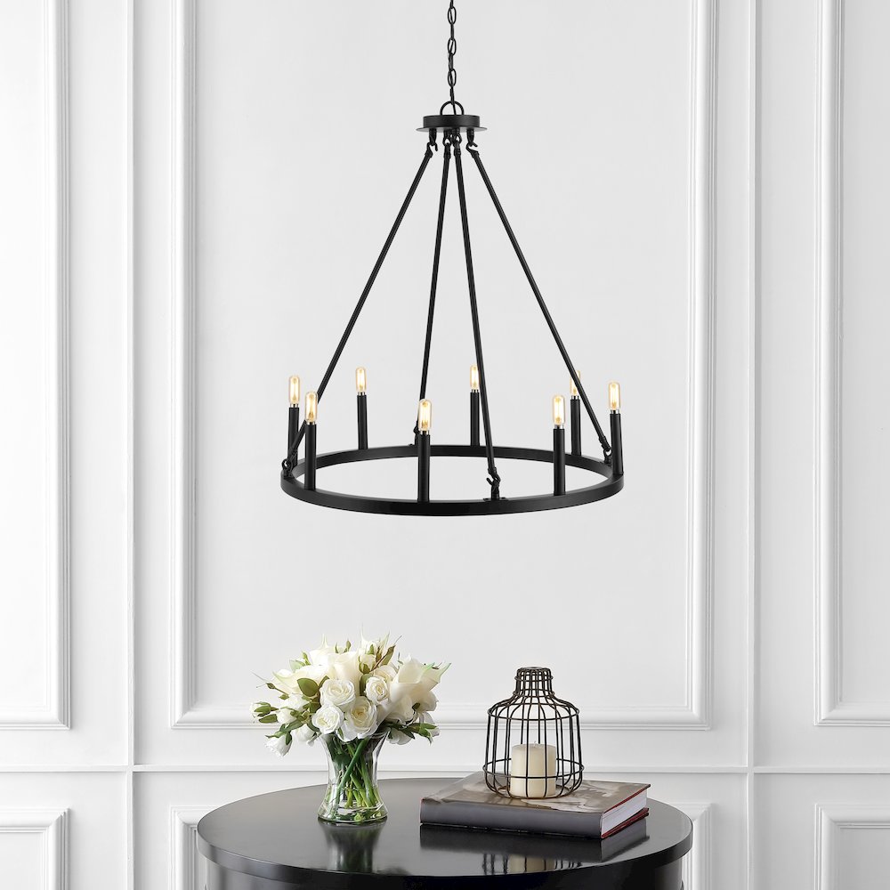 Oberto Ring Iron Rustic Farmhouse Led Chandelier