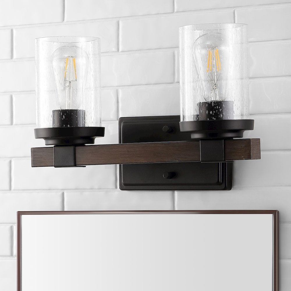 Bungalow Iron/Seeded Glass Rustic Farmhouse Led Vanity Light