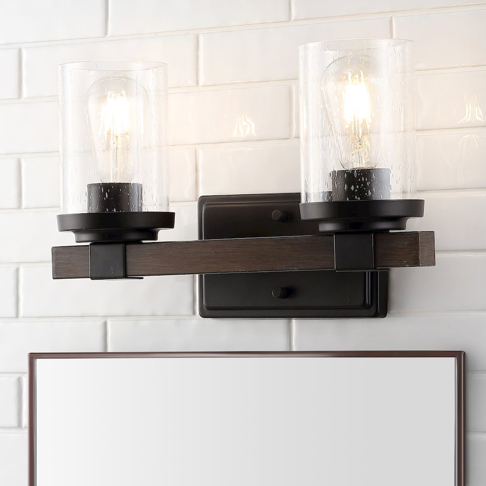 Bungalow Iron/Seeded Glass Rustic Farmhouse Led Vanity Light