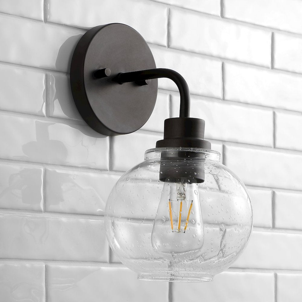 Sandrine Iron/Seeded Glass Cottage Rustic Led Vanity Light