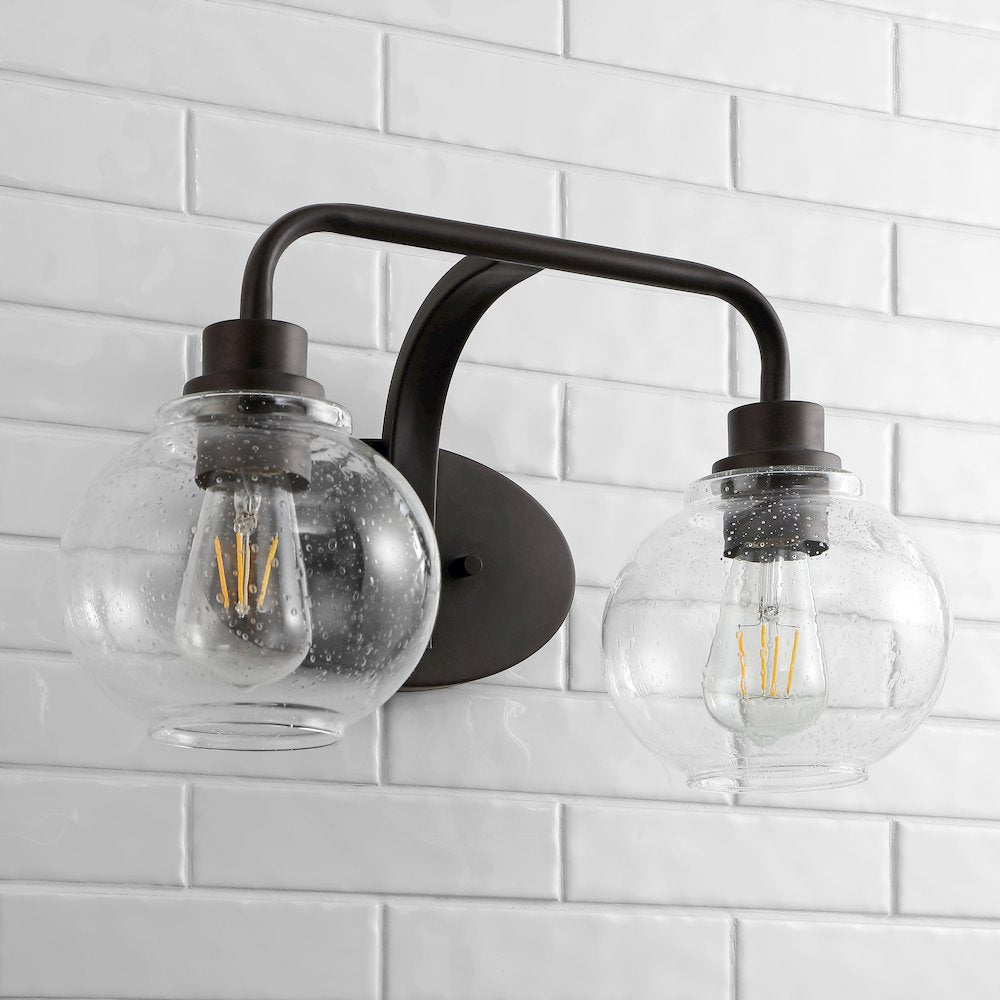Sandrine Iron/Seeded Glass Cottage Rustic Led Vanity Light