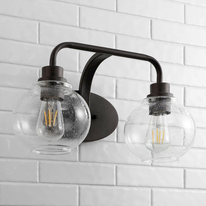 Sandrine Iron/Seeded Glass Cottage Rustic Led Vanity Light