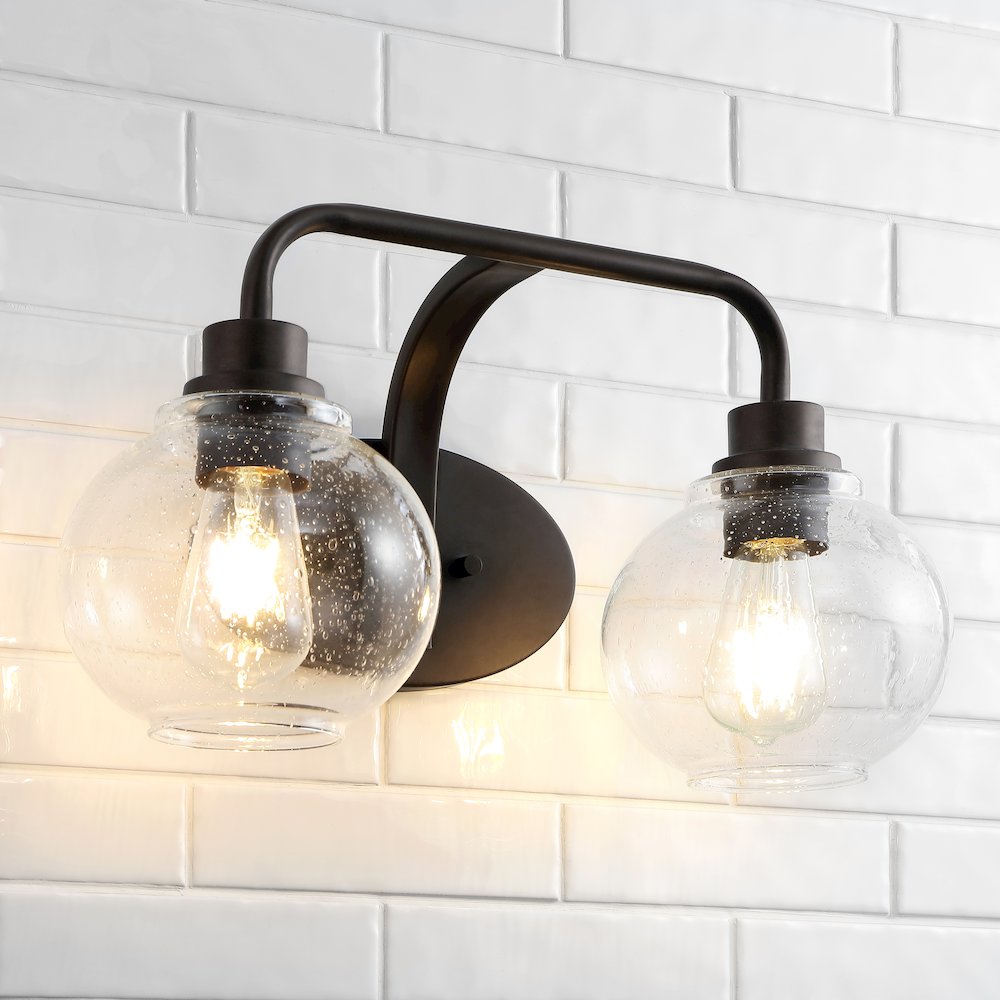 Sandrine Iron/Seeded Glass Cottage Rustic Led Vanity Light