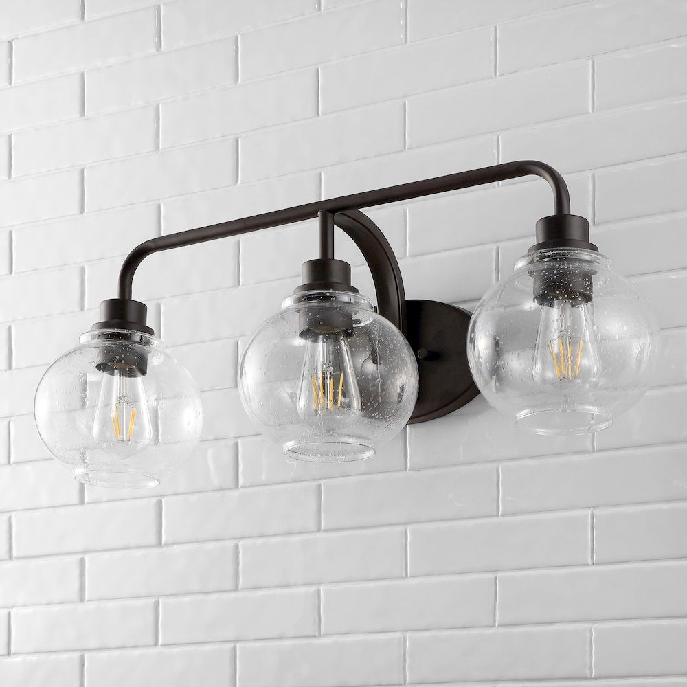 Sandrine Iron/Seeded Glass Cottage Rustic Led Vanity Light