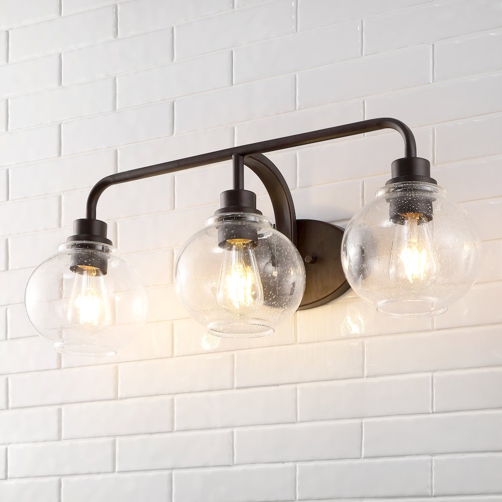 Sandrine Iron/Seeded Glass Cottage Rustic Led Vanity Light