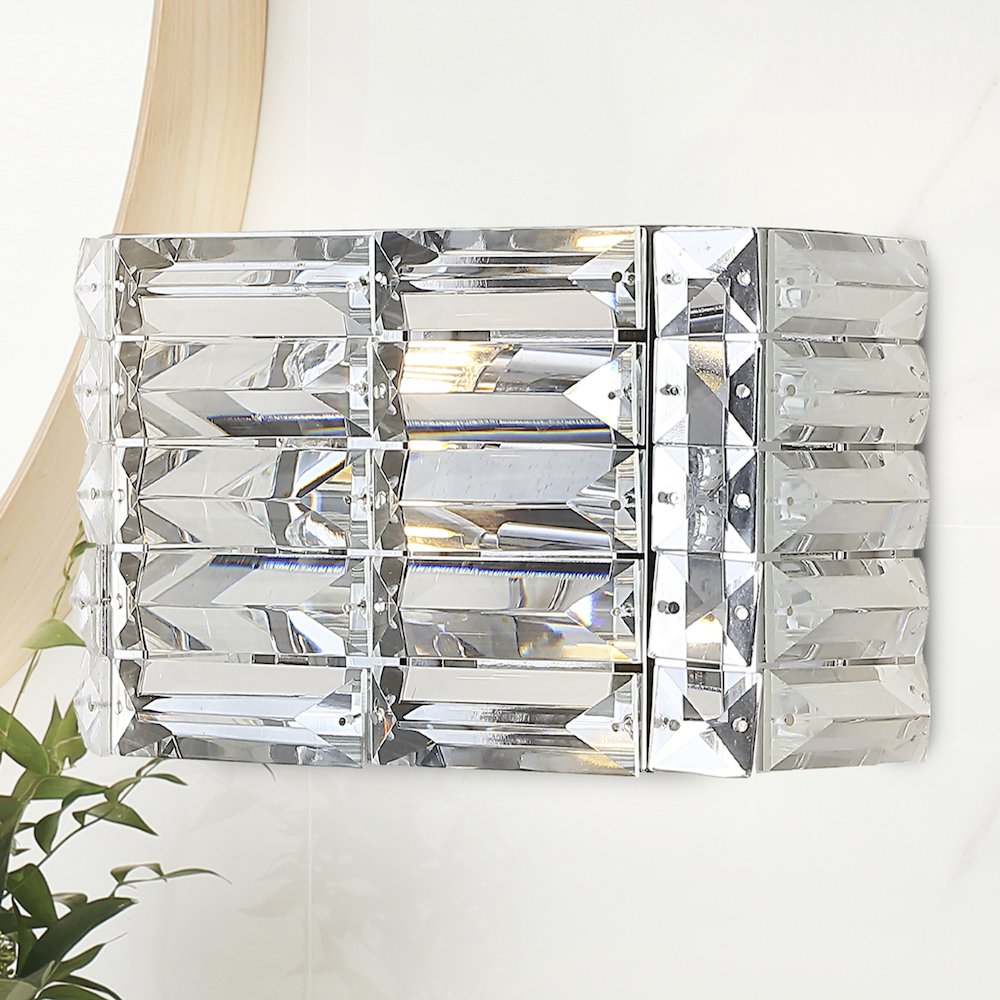 Evelyn Crystal Rectangle Ironcrystal Glam Modern Led Vanity Light
