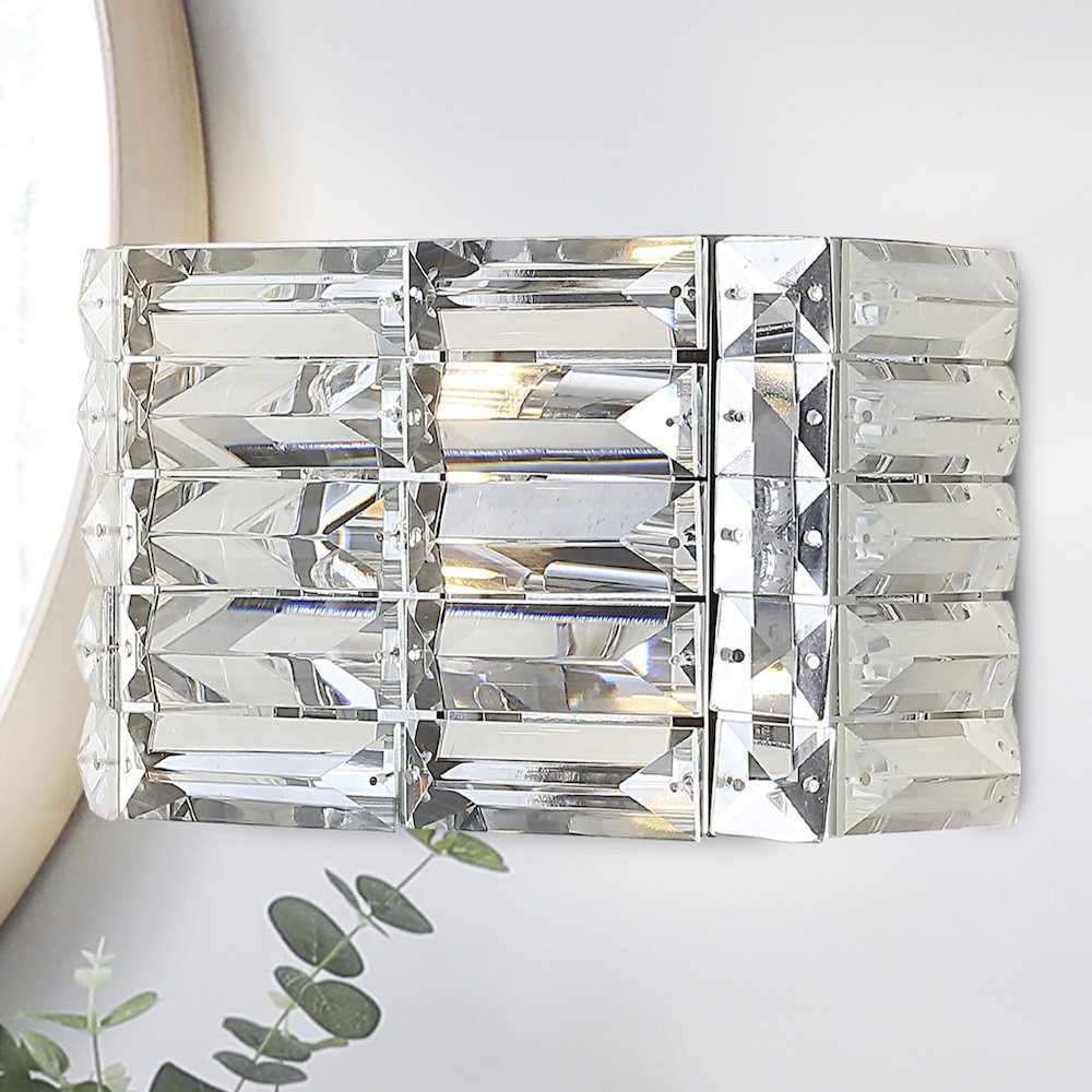 Evelyn Crystal Rectangle Ironcrystal Glam Modern Led Vanity Light