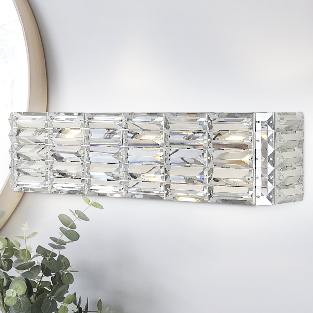 Evelyn Crystal Rectangle Ironcrystal Glam Modern Led Vanity Light