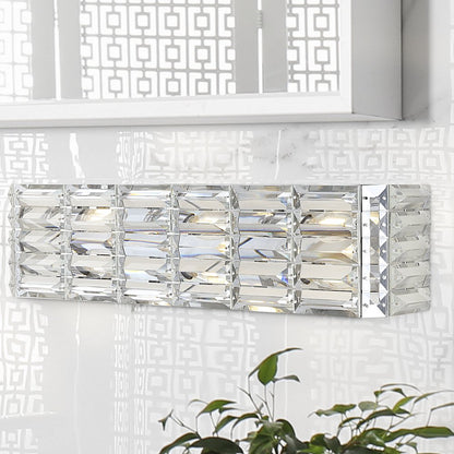 Evelyn Crystal Rectangle Ironcrystal Glam Modern Led Vanity Light