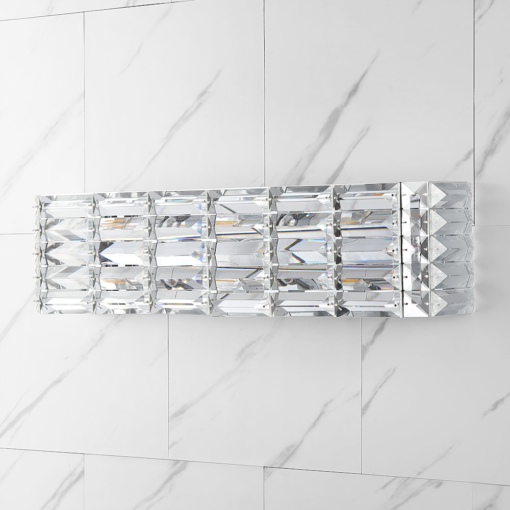 Evelyn Crystal Rectangle Ironcrystal Glam Modern Led Vanity Light
