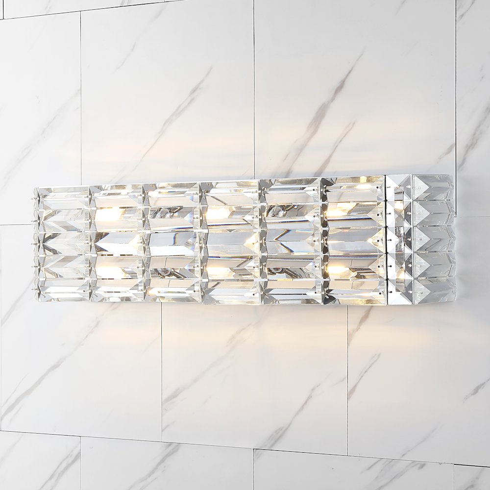 Evelyn Crystal Rectangle Ironcrystal Glam Modern Led Vanity Light