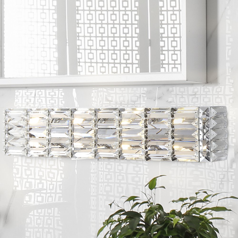 Evelyn Crystal Rectangle Ironcrystal Glam Modern Led Vanity Light