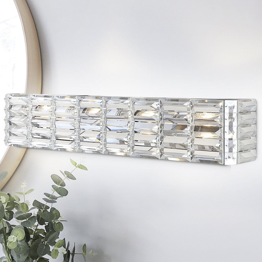 Evelyn Crystal Rectangle Ironcrystal Glam Modern Led Vanity Light