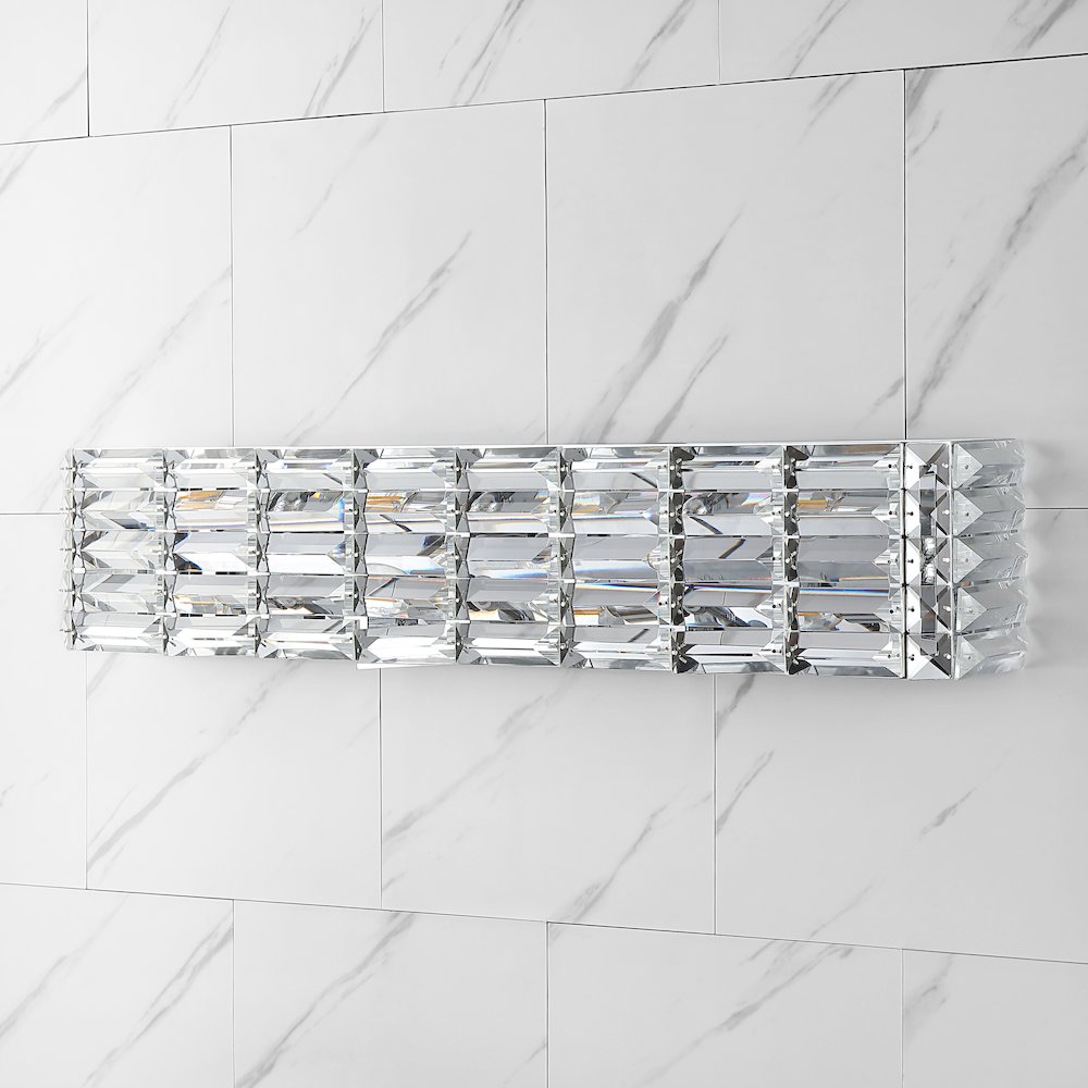 Evelyn Crystal Rectangle Ironcrystal Glam Modern Led Vanity Light