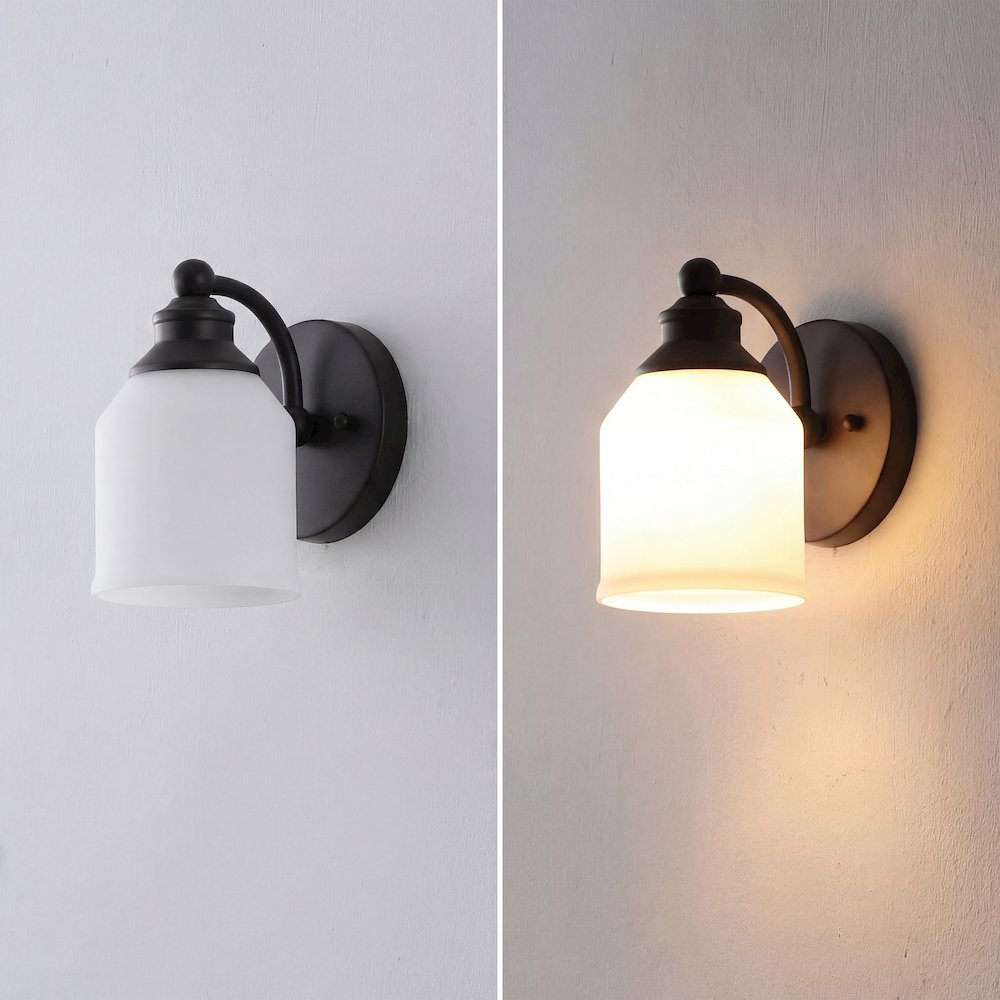 Lydia 5.13" 1-Light Metal LED Vanity Light with Frosted Glass Shade