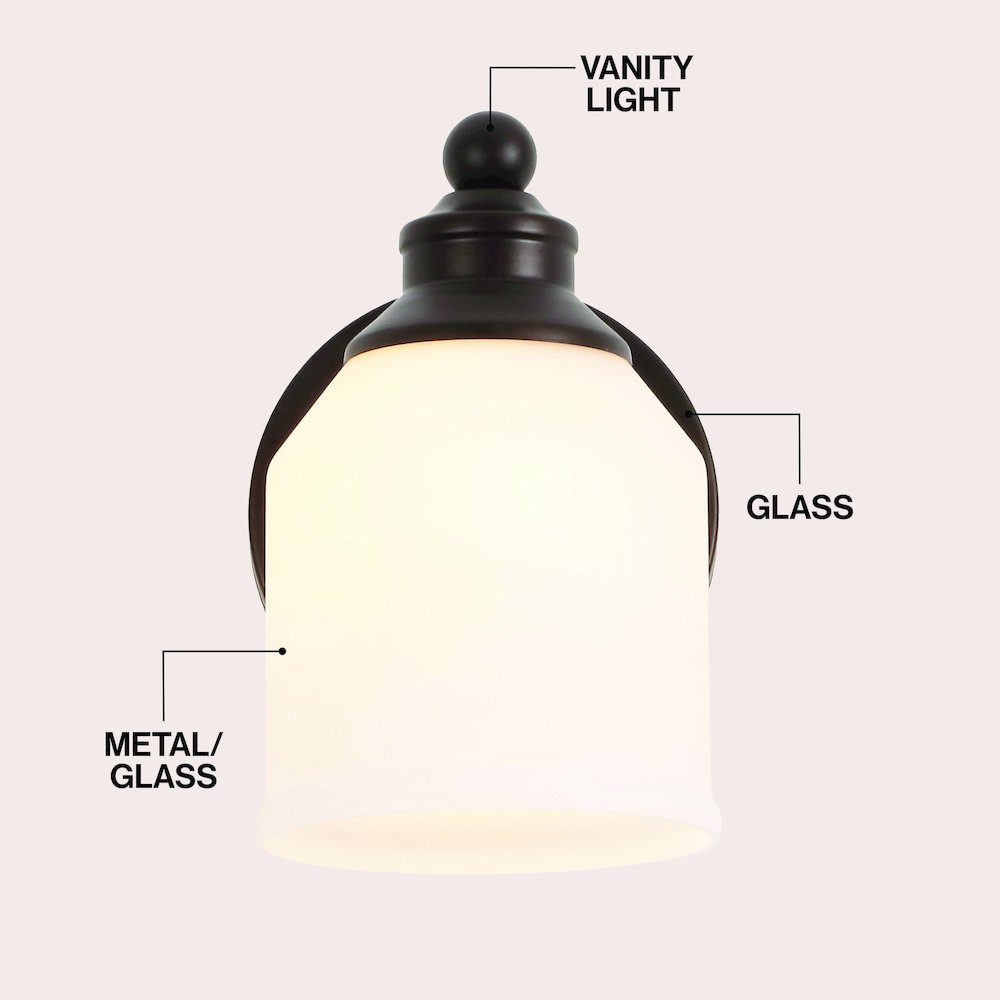 Lydia 5.13" 1-Light Metal LED Vanity Light with Frosted Glass Shade