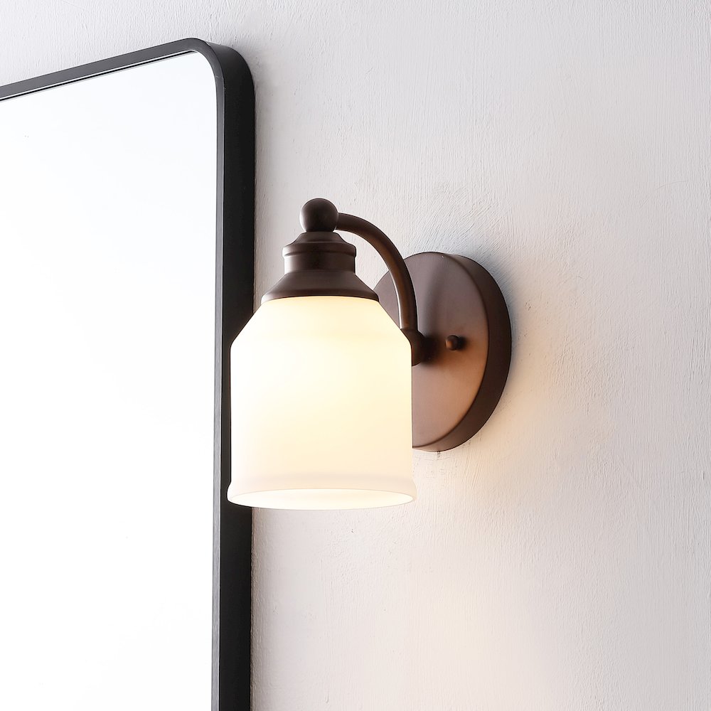 Lydia 5.13" 1-Light Metal LED Vanity Light with Frosted Glass Shade