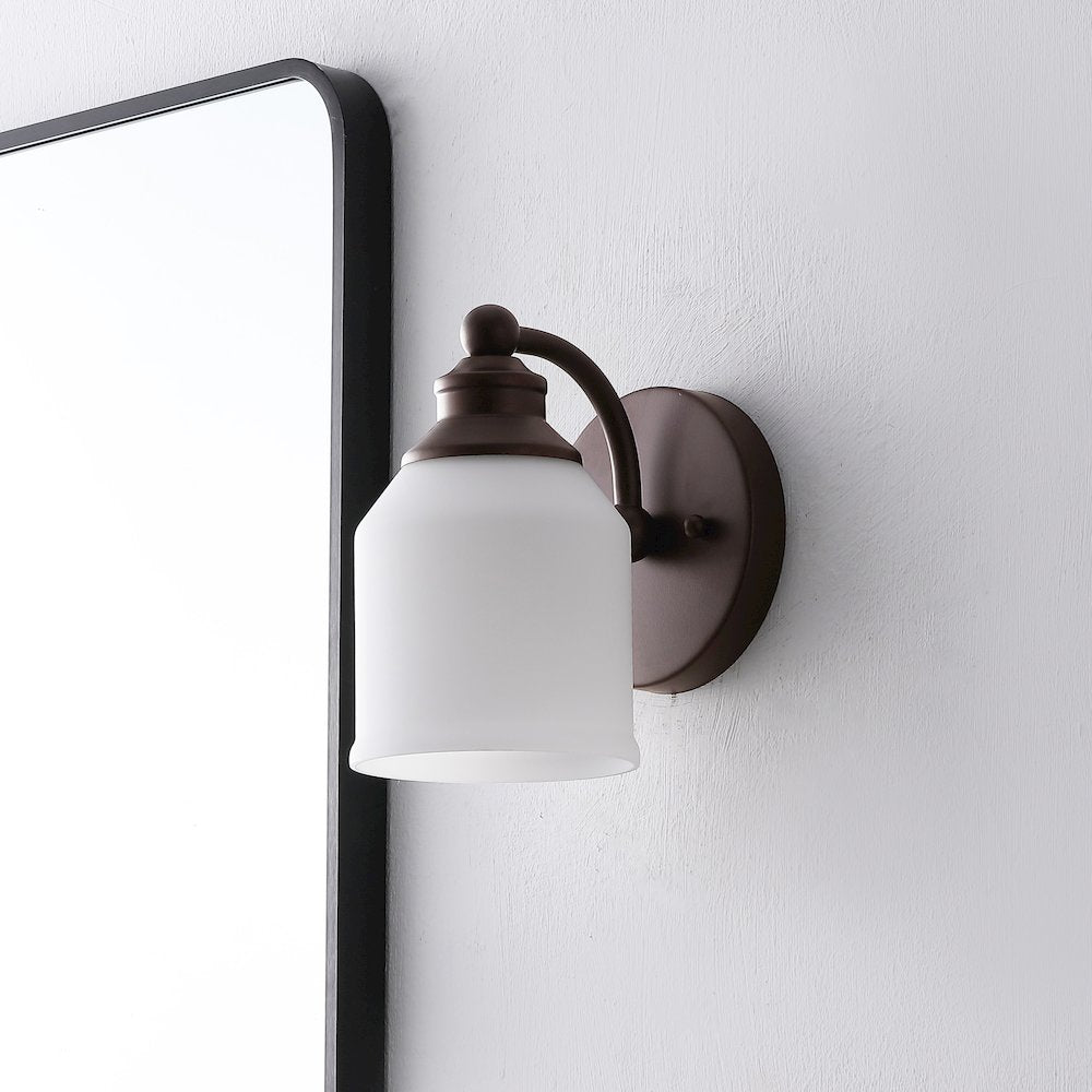 Lydia 5.13" 1-Light Metal LED Vanity Light with Frosted Glass Shade