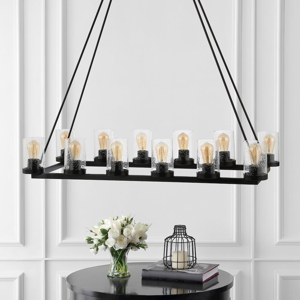 Coronet Iron/Seeded Glass Rustic Farmhouse Led Chandelier