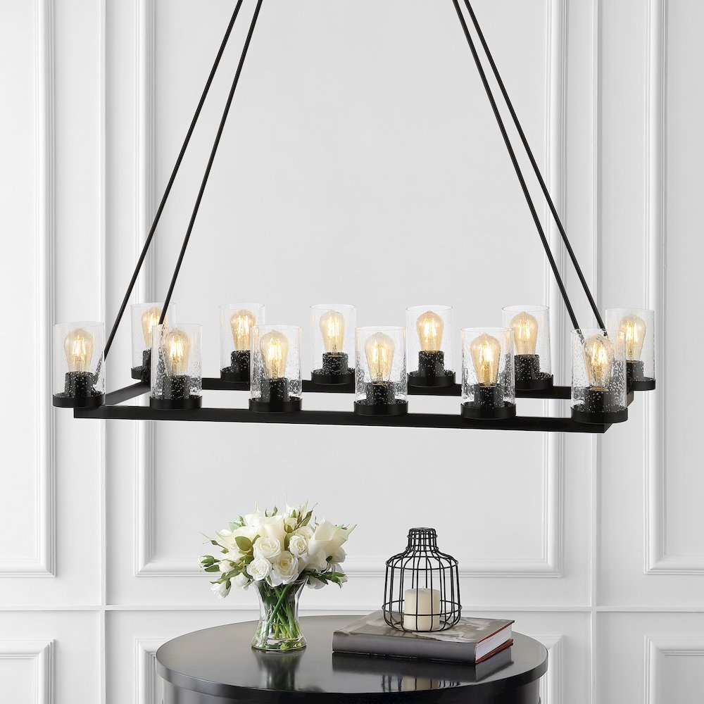 Coronet Iron/Seeded Glass Rustic Farmhouse Led Chandelier