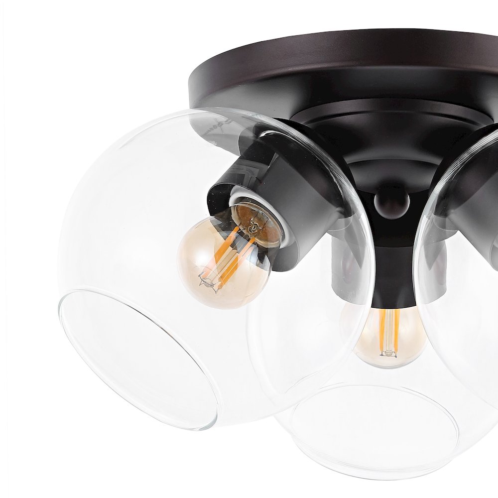 Iris Farmhouse Rustic Iron/Glass Led Semi Flush Mount