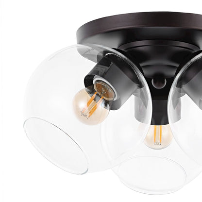 Iris Farmhouse Rustic Iron/Glass Led Semi Flush Mount