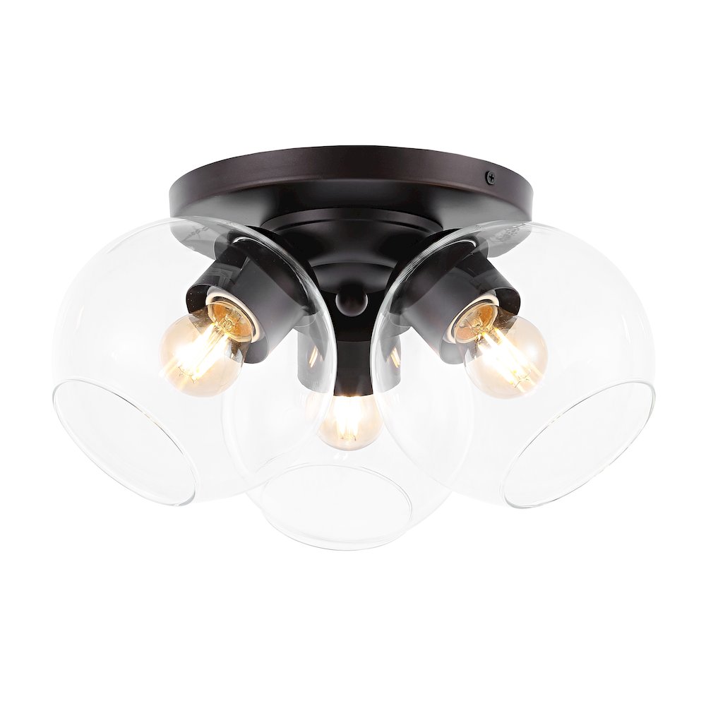 Iris Farmhouse Rustic Iron/Glass Led Semi Flush Mount