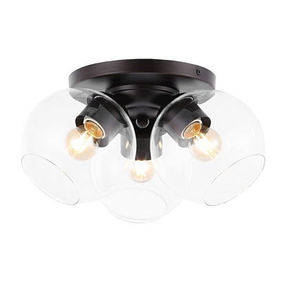 Iris Farmhouse Rustic Iron/Glass Led Semi Flush Mount