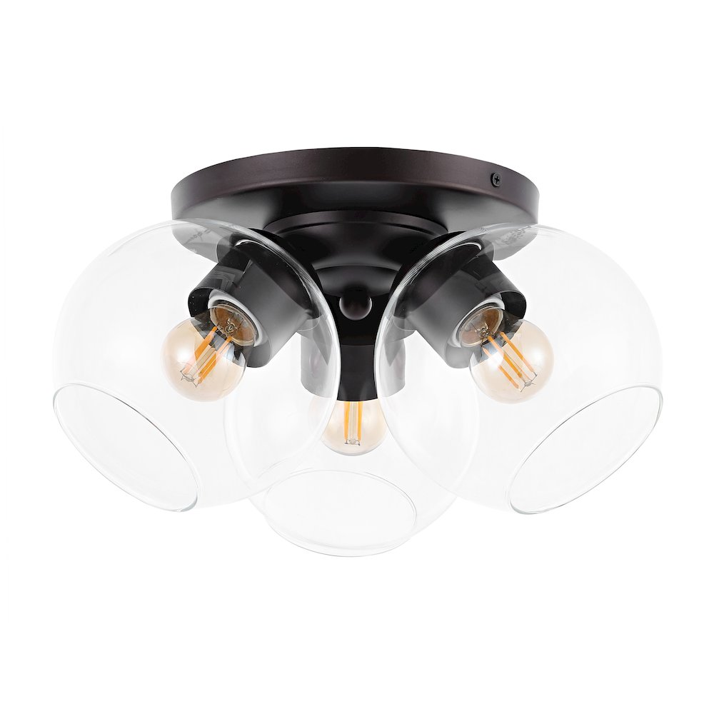 Iris Farmhouse Rustic Iron/Glass Led Semi Flush Mount