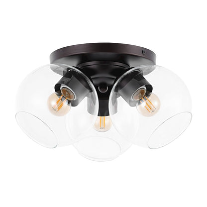 Iris Farmhouse Rustic Iron/Glass Led Semi Flush Mount